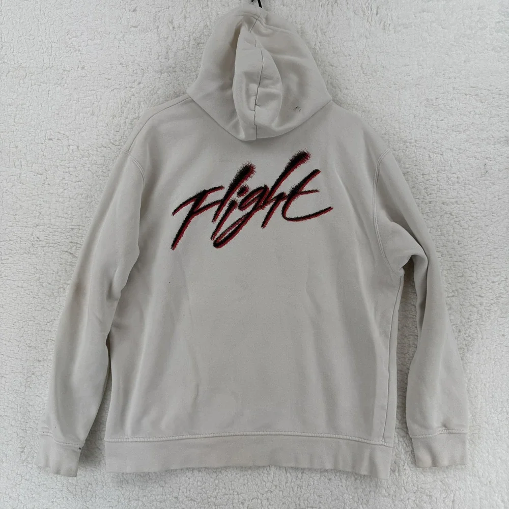 Jordan Flight Hoodie Mens Large White Pullover Sweatshirt Jumpman Graphic Print